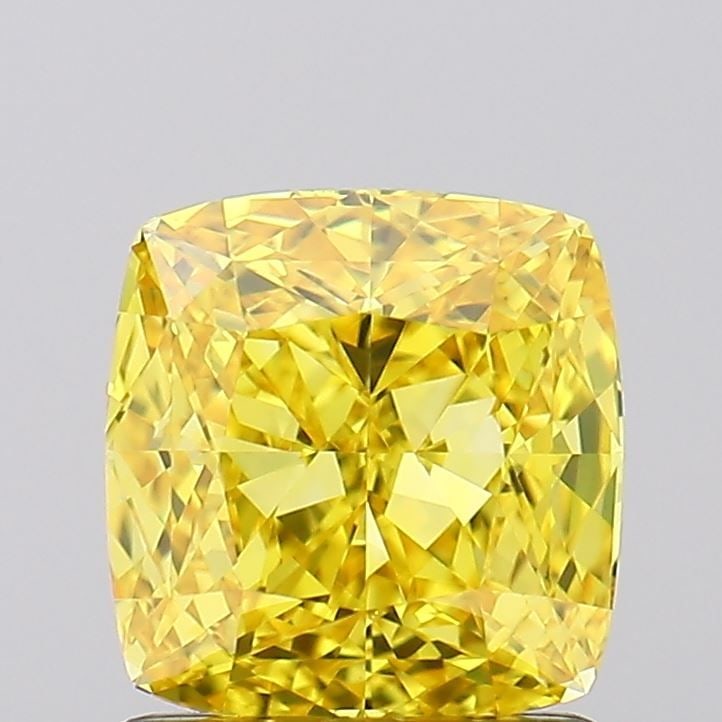 Loose Diamond - CUSHION MODIFIED 1.43ct Fancy Vivid Yellow VVS1: Loose Diamond - CUSHION MODIFIED 1.43ct Fancy Vivid Yellow VVS1 Source: This is a real non-mined Diamond that has been grown in a lab Shape: CUSHION MODIFIED Carats: 1.43 Color: Fancy Vivid Yellow Cer