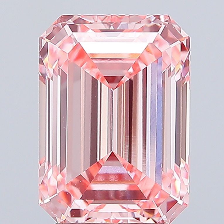 Loose Diamond - EMERALD 4.09ct Fancy Vivid Pink VS1: Loose Diamond - EMERALD 4.09ct Fancy Vivid Pink VS1 Source: This is a real non-mined Diamond that has been grown in a lab Shape: EMERALD Carats: 4.09 Color: Fancy Vivid Pink Certification: IGI Video: