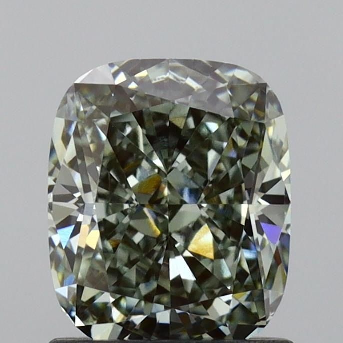 Loose Diamond - CUSHION MODIFIED 1.04ct Fancy Light Grayish Green VVS2: Loose Diamond - CUSHION MODIFIED 1.04ct Fancy Light Grayish Green VVS2 Source: This is a real non-mined Diamond that has been grown in a lab Shape: CUSHION MODIFIED Carats: 1.04 Color: Fancy Light Gra