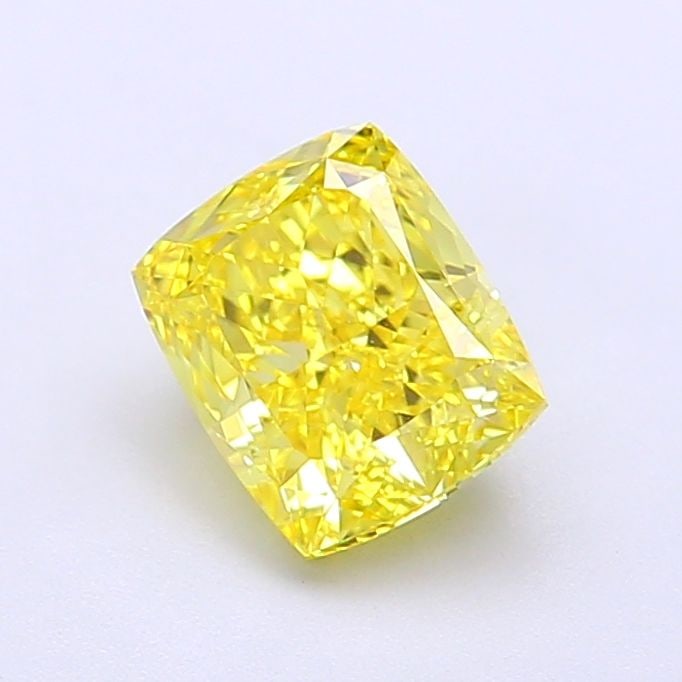 Loose Diamond - CUSHION MODIFIED 1.37ct Fancy Vivid Yellow VVS1: Loose Diamond - CUSHION MODIFIED 1.37ct Fancy Vivid Yellow VVS1 Source: This is a real non-mined Diamond that has been grown in a lab Shape: CUSHION MODIFIED Carats: 1.37 Color: Fancy Vivid Yellow Cer