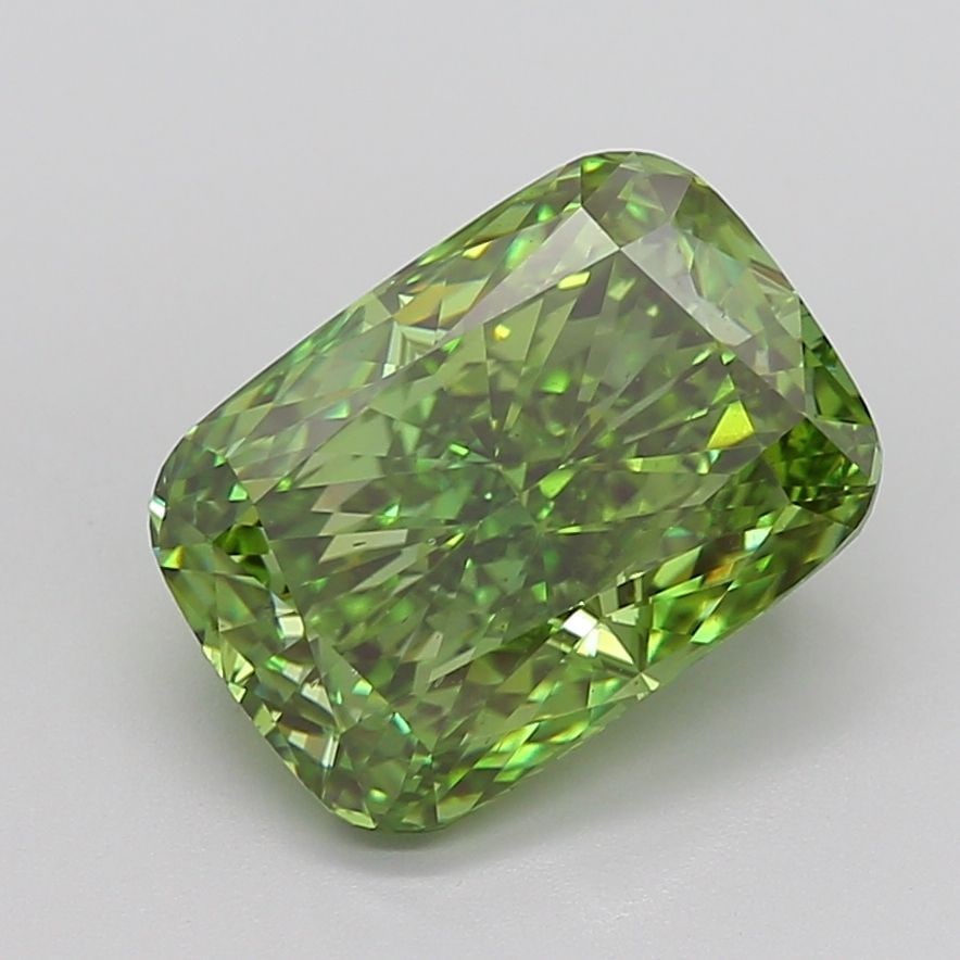 Loose Diamond - CUSHION MODIFIED 6.06ct Fancy Vivid Green SI1: Loose Diamond - CUSHION MODIFIED 6.06ct Fancy Vivid Green SI1 Source: This is a real non-mined Diamond that has been grown in a lab Shape: CUSHION MODIFIED Carats: 6.06 Color: Fancy Vivid Green Certif
