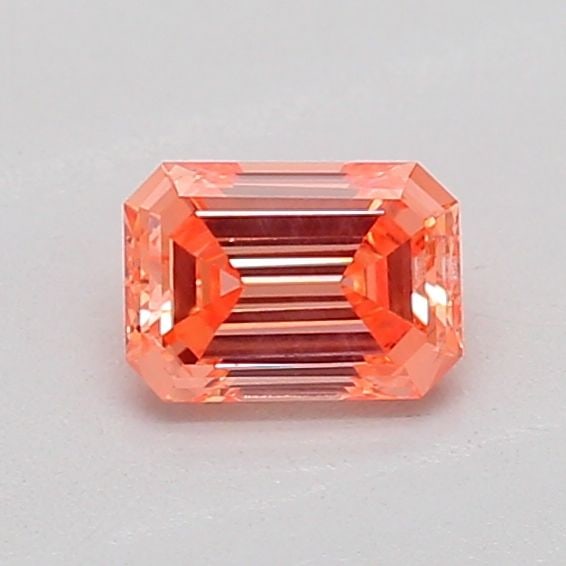 Loose Diamond - EMERALD 0.29ct Fancy Vivid Orangey Pink SI1: Loose Diamond - EMERALD 0.29ct Fancy Vivid Orangey Pink SI1 Source: This is a real non-mined Diamond that has been grown in a lab Shape: EMERALD Carats: 0.29 Color: Fancy Vivid Orangey Pink