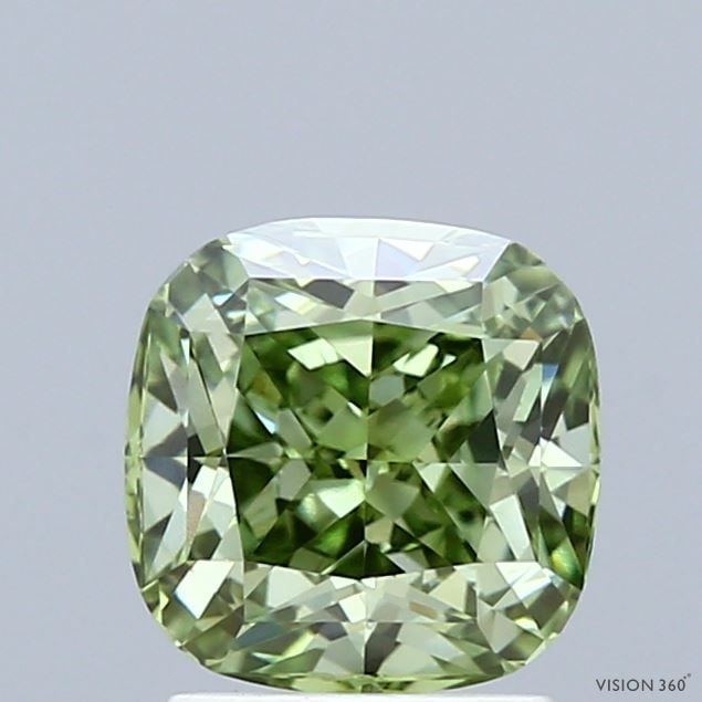 Loose Diamond - CUSHION MODIFIED 1.55ct Fancy Vivid Green VVS2: Loose Diamond - CUSHION MODIFIED 1.55ct Fancy Vivid Green VVS2 Source: This is a real non-mined Diamond that has been grown in a lab Shape: CUSHION MODIFIED Carats: 1.55 Color: Fancy Vivid Green Certi