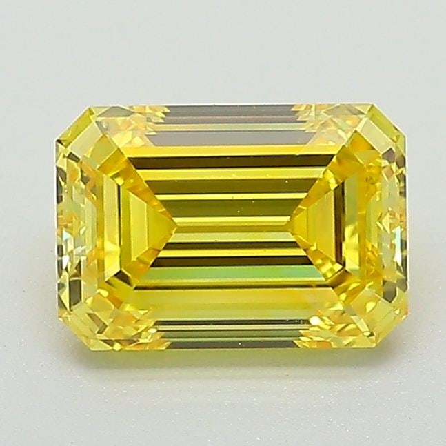 Loose Diamond - EMERALD 1.39ct Fancy Vivid Yellow VS1: Loose Diamond - EMERALD 1.39ct Fancy Vivid Yellow VS1 Source: This is a real non-mined Diamond that has been grown in a lab Shape: EMERALD Carats: 1.39 Color: Fancy Vivid Yellow Certification: IGI Vid