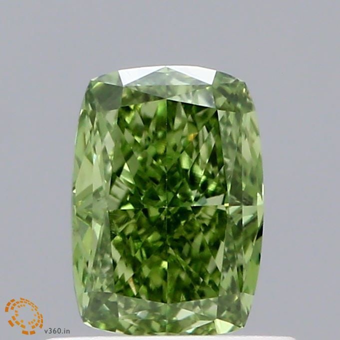 Loose Diamond - CUSHION BRILLIANT 0.76ct Fancy Vivid Green VS2: Loose Diamond - CUSHION BRILLIANT 0.76ct Fancy Vivid Green VS2 Source: This is a real non-mined Diamond that has been grown in a lab Shape: CUSHION BRILLIANT Carats: 0.76 Color: Fancy Vivid Green Cert