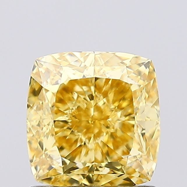 Loose Diamond - CUSHION MODIFIED 1.18ct Fancy Vivid Yellow VS1: Loose Diamond - CUSHION MODIFIED 1.18ct Fancy Vivid Yellow VS1 Source: This is a real non-mined Diamond that has been grown in a lab Shape: CUSHION MODIFIED Carats: 1.18 Color: Fancy Vivid Yellow Cert