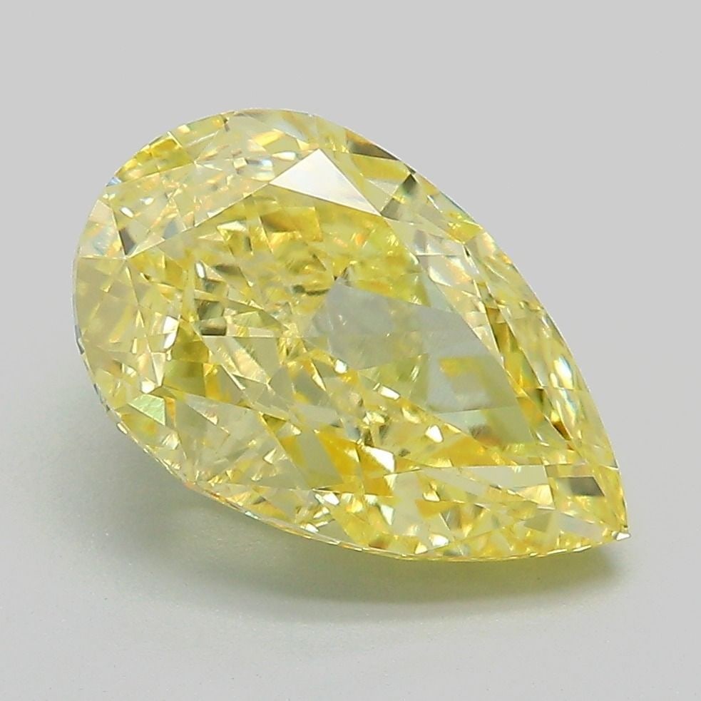 Loose Diamond - PEAR 3.78ct Fancy Intense Yellow VVS2: Loose Diamond - PEAR 3.78ct Fancy Intense Yellow VVS2 Source: This is a real non-mined Diamond that has been grown in a lab Shape: PEAR Carats: 3.78 Color: Fancy Intense Yellow Certification: IGI Vide