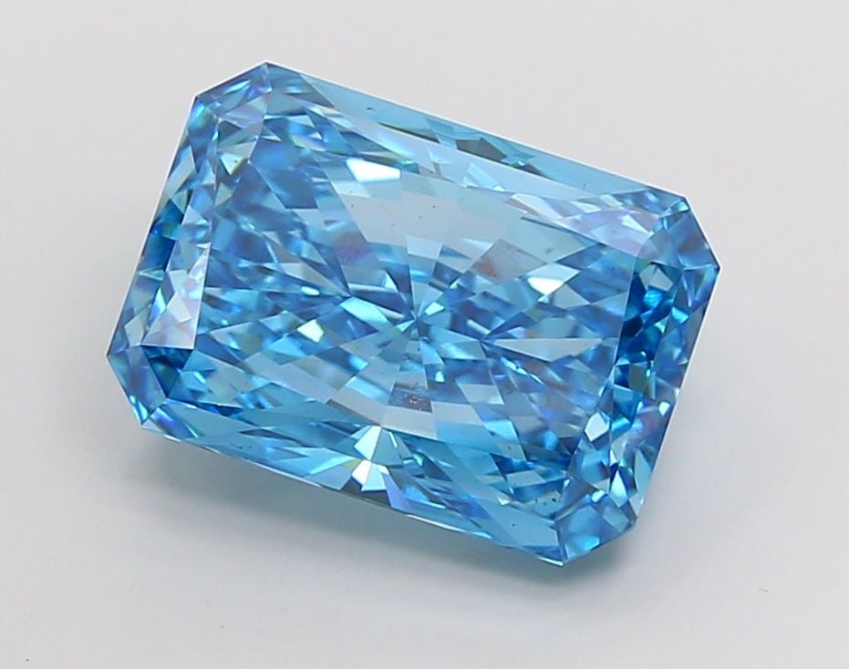 Loose Diamond - RADIANT 10.03ct Fancy Vivid Blue VS2: Loose Diamond - RADIANT 10.03ct Fancy Vivid Blue VS2 Source: This is a real non-mined Diamond that has been grown in a lab Shape: RADIANT Carats: 10.03 Color: Fancy Vivid Blue Certification: IGI Video