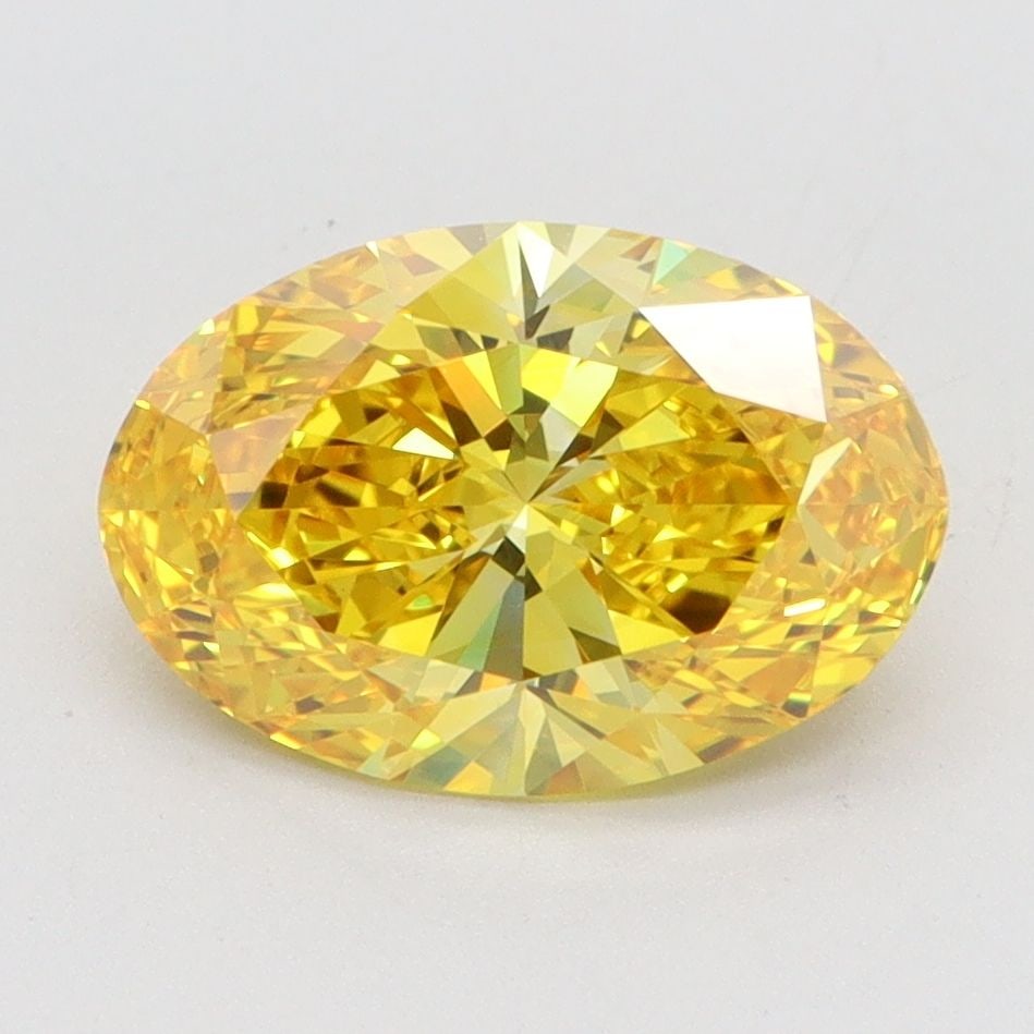 Loose Diamond - OVAL 2.17ct Fancy Vivid Yellow VVS2: Loose Diamond - OVAL 2.17ct Fancy Vivid Yellow VVS2 Source: This is a real non-mined Diamond that has been grown in a lab Shape: OVAL Carats: 2.17 Color: Fancy Vivid Yellow Certification: IGI Video: