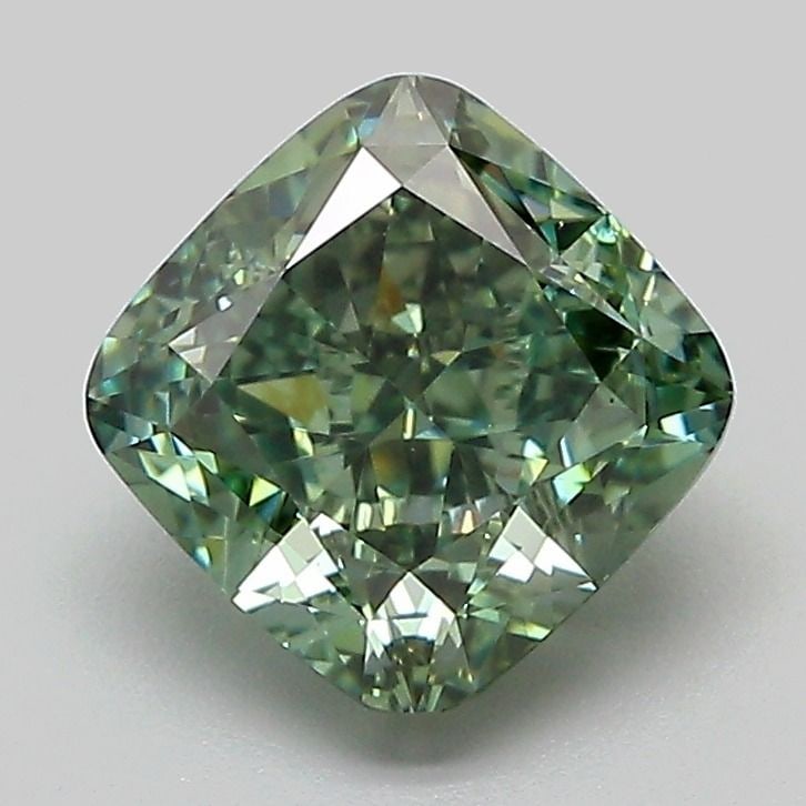 Loose Diamond - CUSHION MODIFIED 2.1ct Fancy Vivid Green VS1: Loose Diamond - CUSHION MODIFIED 2.1ct Fancy Vivid Green VS1 Source: This is a real non-mined Diamond that has been grown in a lab Shape: CUSHION MODIFIED Carats: 2.1 Color: Fancy Vivid Green Certific