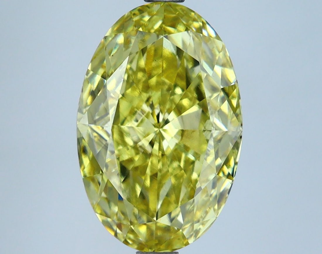 Loose Diamond - OVAL 4.55ct Fancy Vivid Yellow VS2: Loose Diamond - OVAL 4.55ct Fancy Vivid Yellow VS2 Source: This is a real non-mined Diamond that has been grown in a lab Shape: OVAL Carats: 4.55 Color: Fancy Vivid Yellow Certification: IGI Video: