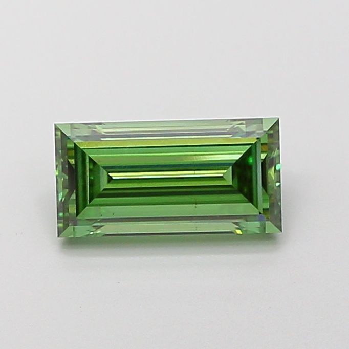 Loose Diamond - BAGUETTE 1.5ct Fancy Vivid Green VS2: Loose Diamond - BAGUETTE 1.5ct Fancy Vivid Green VS2 Source: This is a real non-mined Diamond that has been grown in a lab Shape: BAGUETTE Carats: 1.5 Color: Fancy Vivid Green Certification: IGI Video