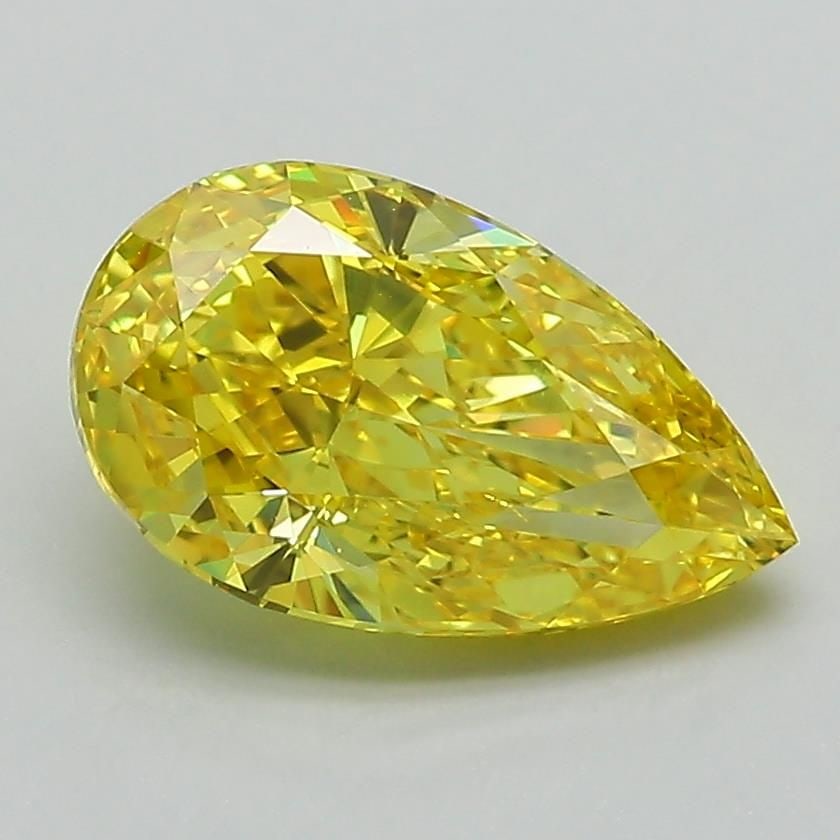 Loose Diamond - PEAR 2.07ct Fancy Vivid Yellow VS1: Loose Diamond - PEAR 2.07ct Fancy Vivid Yellow VS1 Source: This is a real non-mined Diamond that has been grown in a lab Shape: PEAR Carats: 2.07 Color: Fancy Vivid Yellow Certification: IGI Video: