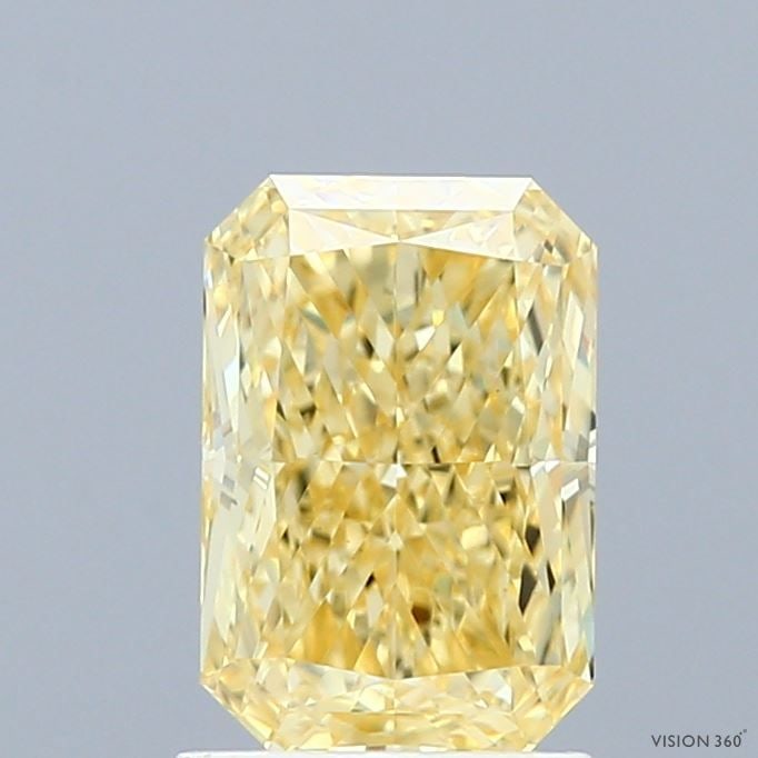 Loose Diamond - RADIANT 1.5ct Fancy Yellow VVS2: Loose Diamond - RADIANT 1.5ct Fancy Yellow VVS2 Source: This is a real non-mined Diamond that has been grown in a lab Shape: RADIANT Carats: 1.5 Color: Fancy Yellow Certification: IGI Video: