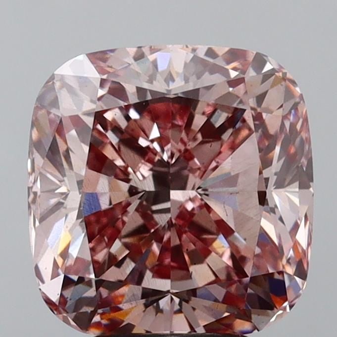 Loose Diamond - CUSHION BRILLIANT 5.08ct Fancy Intense Brownish Pink VS2: Loose Diamond - CUSHION BRILLIANT 5.08ct Fancy Intense Brownish Pink VS2 Source: This is a real non-mined Diamond that has been grown in a lab Shape: CUSHION BRILLIANT Carats: 5.08 Color: Fancy Intens