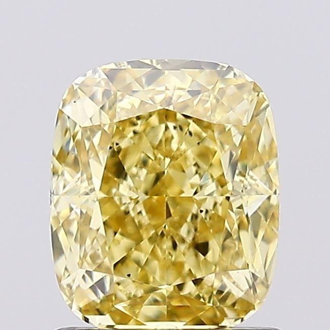 Loose Diamond - CUSHION MODIFIED 1.17ct Fancy Vivid Yellow VS2: Loose Diamond - CUSHION MODIFIED 1.17ct Fancy Vivid Yellow VS2 Source: This is a real non-mined Diamond that has been grown in a lab Shape: CUSHION MODIFIED Carats: 1.17 Color: Fancy Vivid Yellow Cert