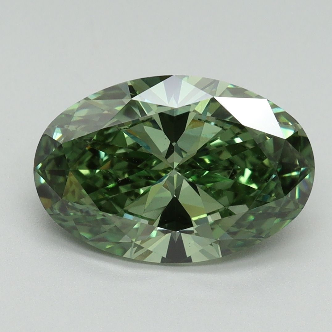 Loose Diamond - OVAL 3.0ct Fancy Vivid Green VS1: Loose Diamond - OVAL 3.0ct Fancy Vivid Green VS1 Source: This is a real non-mined Diamond that has been grown in a lab Shape: OVAL Carats: 3.0 Color: Fancy Vivid Green Certification: IGI Video: