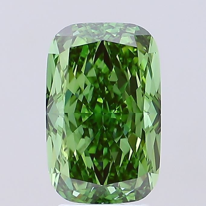 Loose Diamond - CUSHION BRILLIANT 3.88ct Fancy Vivid Green VVS2 (1 of 1)