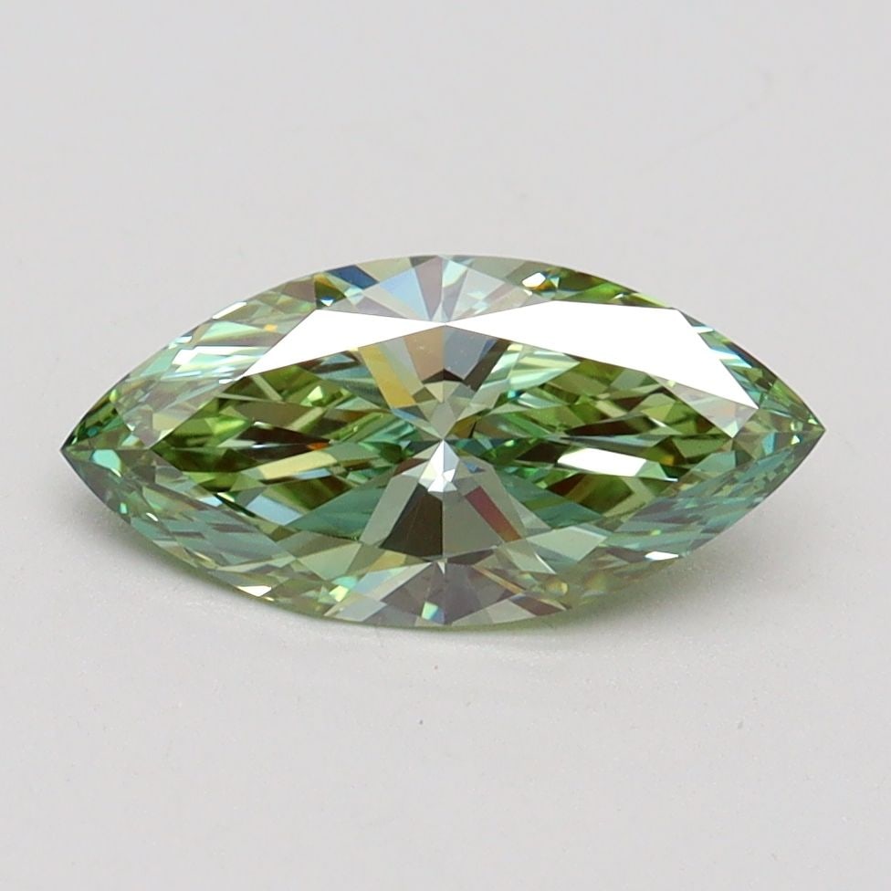 Loose Diamond - MARQUISE 1.12ct Fancy Vivid Green VVS2: Loose Diamond - MARQUISE 1.12ct Fancy Vivid Green VVS2 Source: This is a real non-mined Diamond that has been grown in a lab Shape: MARQUISE Carats: 1.12 Color: Fancy Vivid Green Certification: IGI Vi