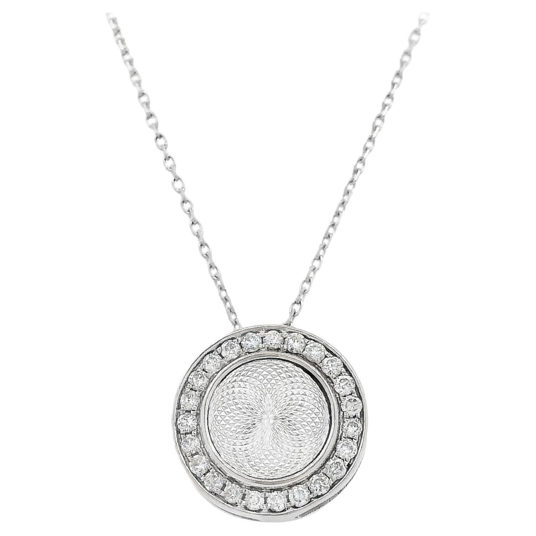 Elegant 14k White Gold Diamond Round Pendant Necklace: Elegant 14k White Gold Diamond Round Pendant Necklace This exquisite Natural Diamond & White Gold Round Pendant Necklace features a contemporary design crafted from 14k white gold. The necklace showca