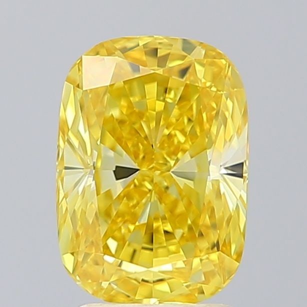 Loose Diamond - CUSHION BRILLIANT 2.52ct Fancy Vivid Yellow VVS2: Loose Diamond - CUSHION BRILLIANT 2.52ct Fancy Vivid Yellow VVS2 Source: This is a real non-mined Diamond that has been grown in a lab Shape: CUSHION BRILLIANT Carats: 2.52 Color: Fancy Vivid Yellow C