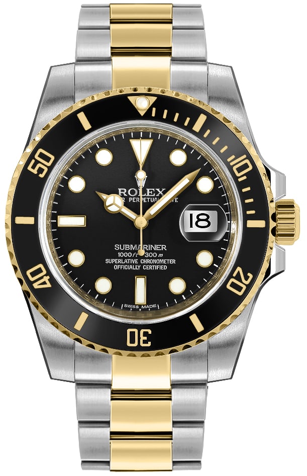 Rolex Submariner 116613LN Black Dial Oyster Bracelet New Style Card 2016: Rolex Submariner 116613LN Black Dial Oyster Bracelet New Style Card 2016 This Rolex Submariner features a black dial and ceramic bezel, paired with an Oyster bracelet. The watch is identified by refer