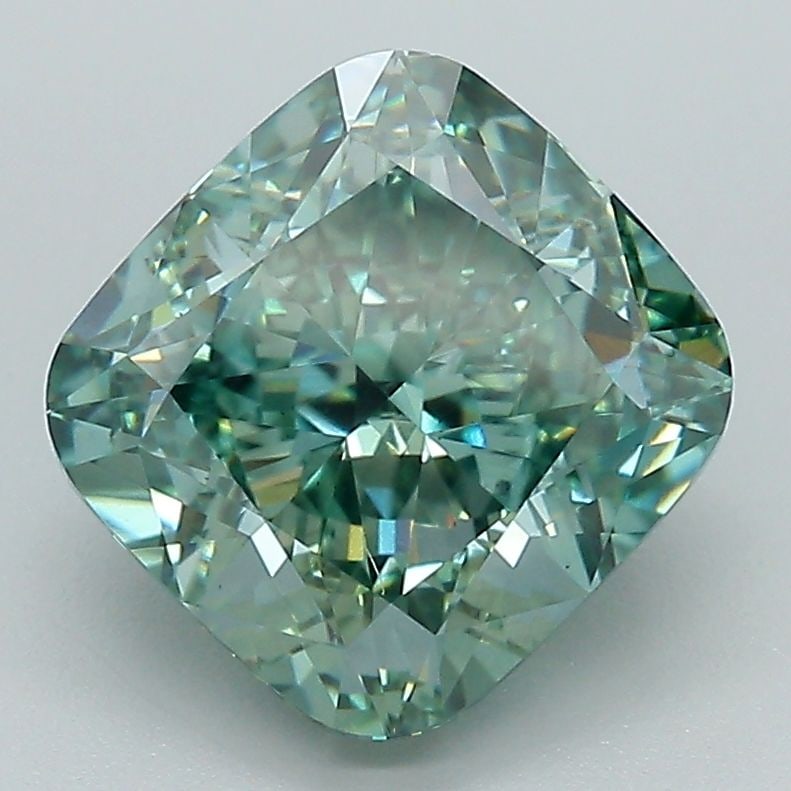 Loose Diamond - CUSHION BRILLIANT 3.51ct Fancy Vivid Green VS1: Loose Diamond - CUSHION BRILLIANT 3.51ct Fancy Vivid Green VS1 Source: This is a real non-mined Diamond that has been grown in a lab Shape: CUSHION BRILLIANT Carats: 3.51 Color: Fancy Vivid Green Cert