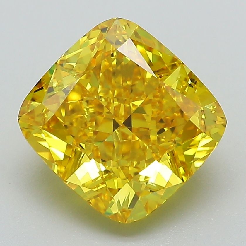 Loose Diamond - CUSHION MODIFIED 3.51ct Fancy Vivid Yellow VVS2: Loose Diamond - CUSHION MODIFIED 3.51ct Fancy Vivid Yellow VVS2 Source: This is a real non-mined Diamond that has been grown in a lab Shape: CUSHION MODIFIED Carats: 3.51 Color: Fancy Vivid Yellow Cer