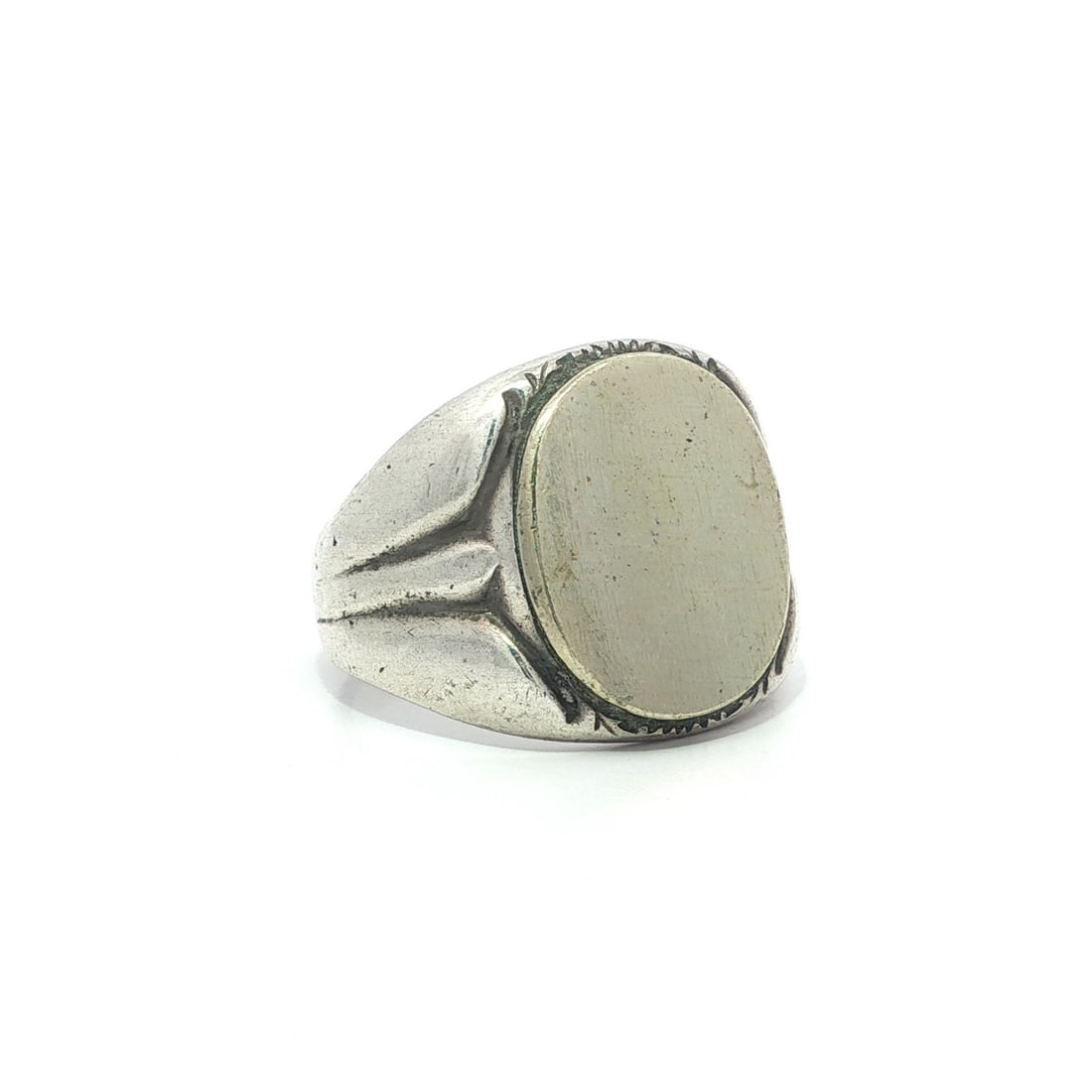 Vintage Unbranded Sterling Silver Copper Signet Pinky Ring Size 7.5 (1 of 7)
