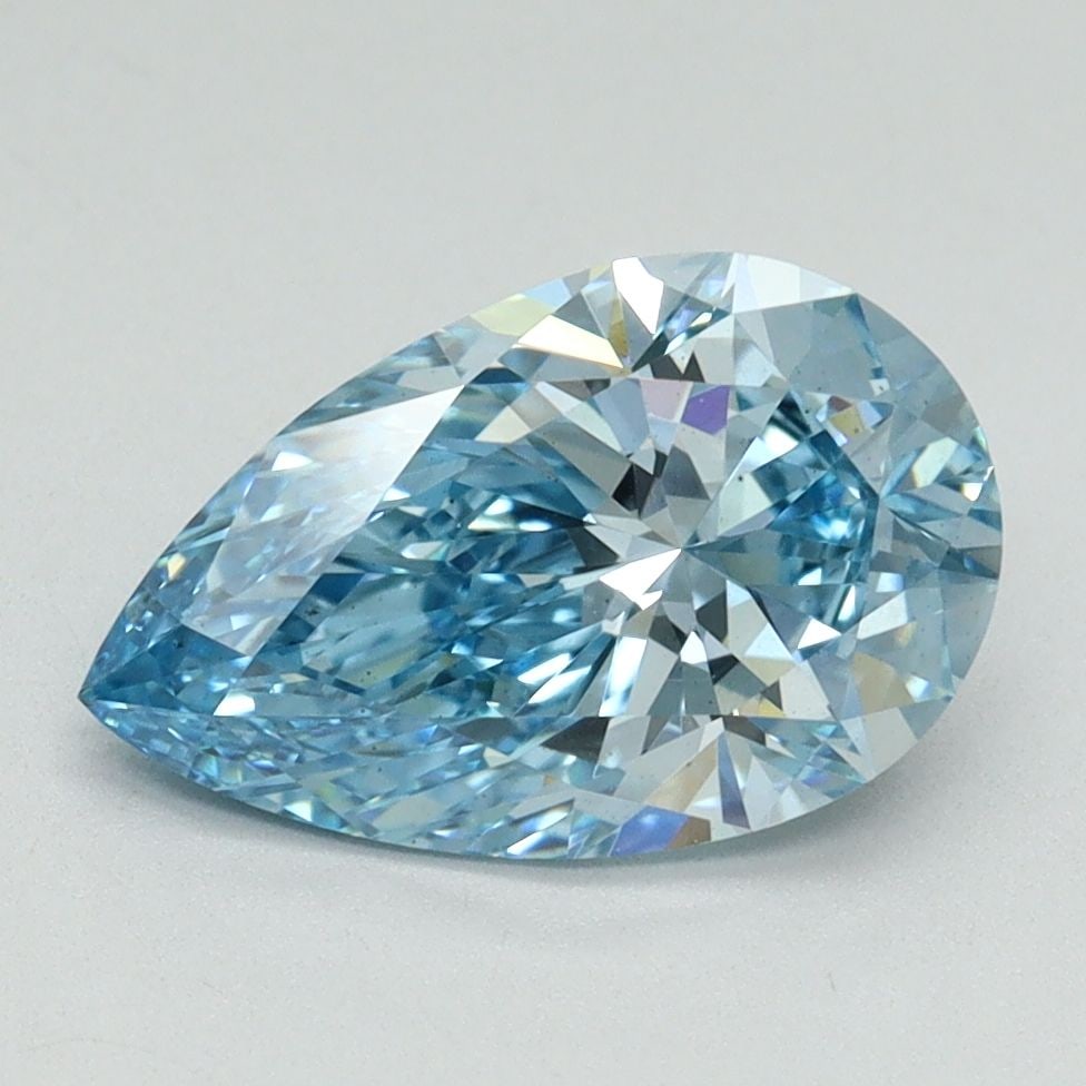 Loose Diamond - PEAR 2.08ct Fancy Vivid Blue VS2: Loose Diamond - PEAR 2.08ct Fancy Vivid Blue VS2 Source: This is a real non-mined Diamond that has been grown in a lab Shape: PEAR Carats: 2.08 Color: Fancy Vivid Blue Certification: IGI Video:
