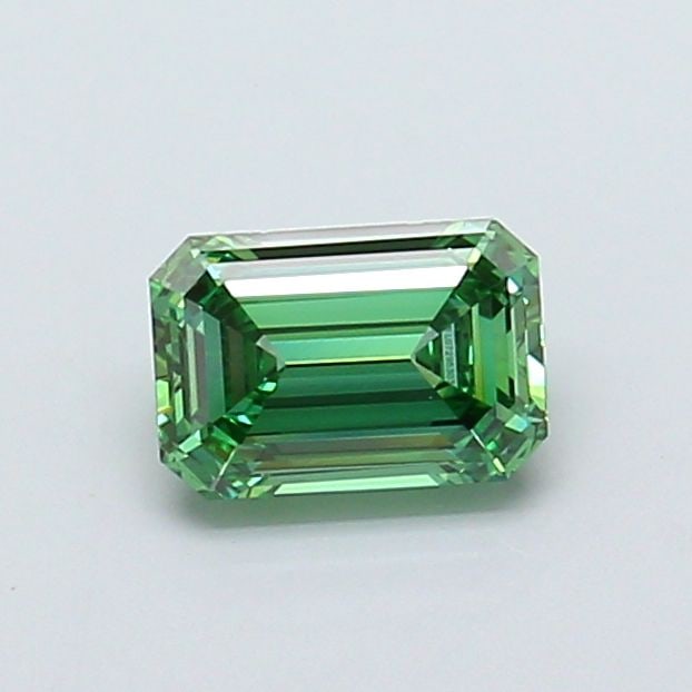 Loose Diamond - EMERALD 1.07ct Fancy Vivid Green VVS2: Loose Diamond - EMERALD 1.07ct Fancy Vivid Green VVS2 Source: This is a real non-mined Diamond that has been grown in a lab Shape: EMERALD Carats: 1.07 Color: Fancy Vivid Green Certification: IGI Vide