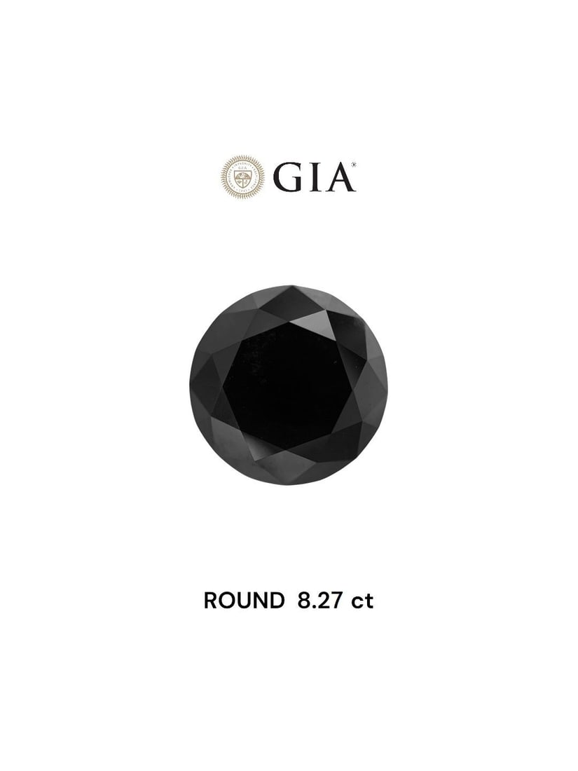 Loose Diamond - ROUND 8.27ct Fancy Black VVS2: Loose Diamond - ROUND 8.27ct Fancy Black VVS2 Source: Natural Shape: ROUND Carats: 8.27 Color: Fancy Black Certification: GIA Video: