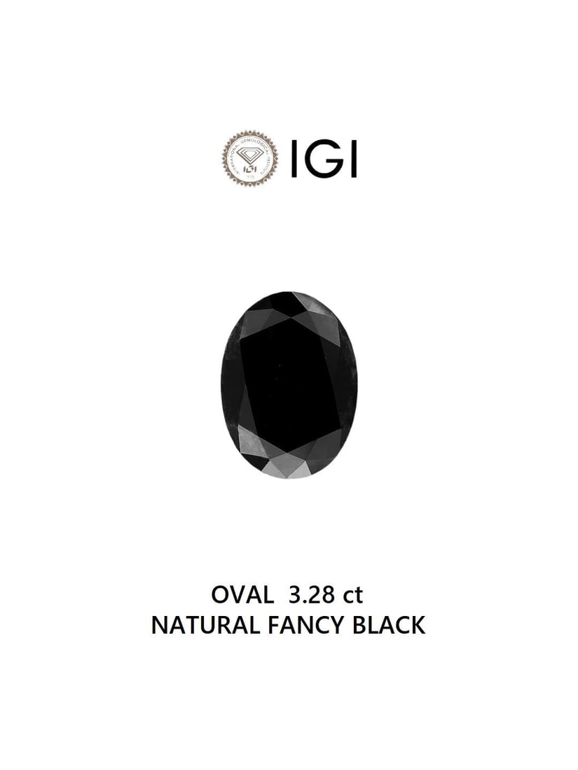 Loose Diamond - OVAL 3.28ct Fancy Black: Loose Diamond - OVAL 3.28ct Fancy Black Source: Natural Shape: OVAL Carats: 3.28 Color: Fancy Black Certification: IGI Video: