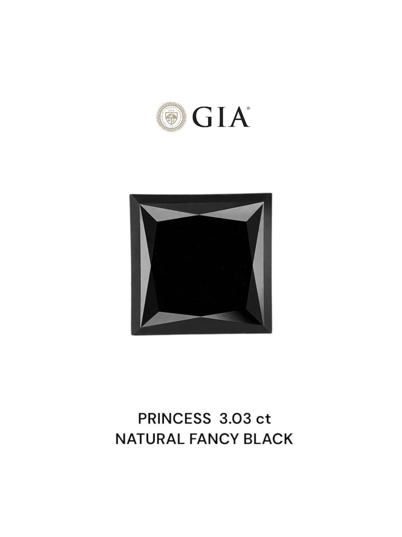 Loose Diamond - PRINCESS 3.03ct Fancy Black VVS2: Loose Diamond - PRINCESS 3.03ct Fancy Black VVS2 Source: Natural Shape: PRINCESS Carats: 3.03 Color: Fancy Black Certification: GIA Video: