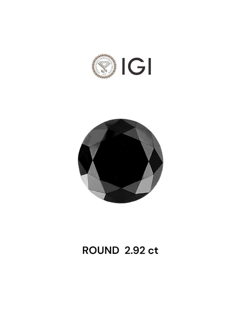 Loose Diamond - ROUND 2.92ct Black: Loose Diamond - ROUND 2.92ct Black Source: Natural Shape: ROUND Carats: 2.92 Color: Black Certification: IGI Video: