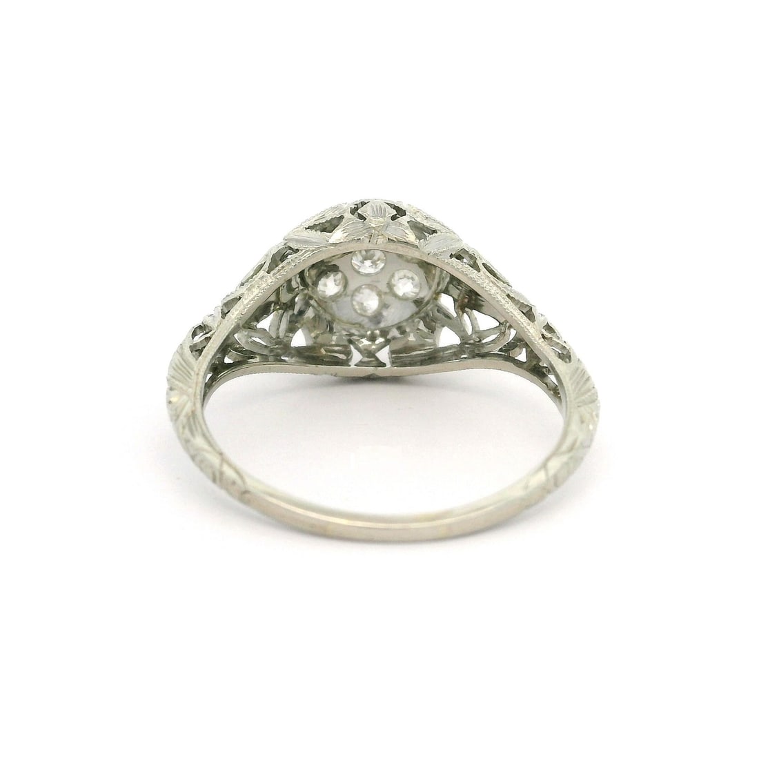 Antique Art Deco 0.18ctw Diamond Filigree White Gold Ring - 6