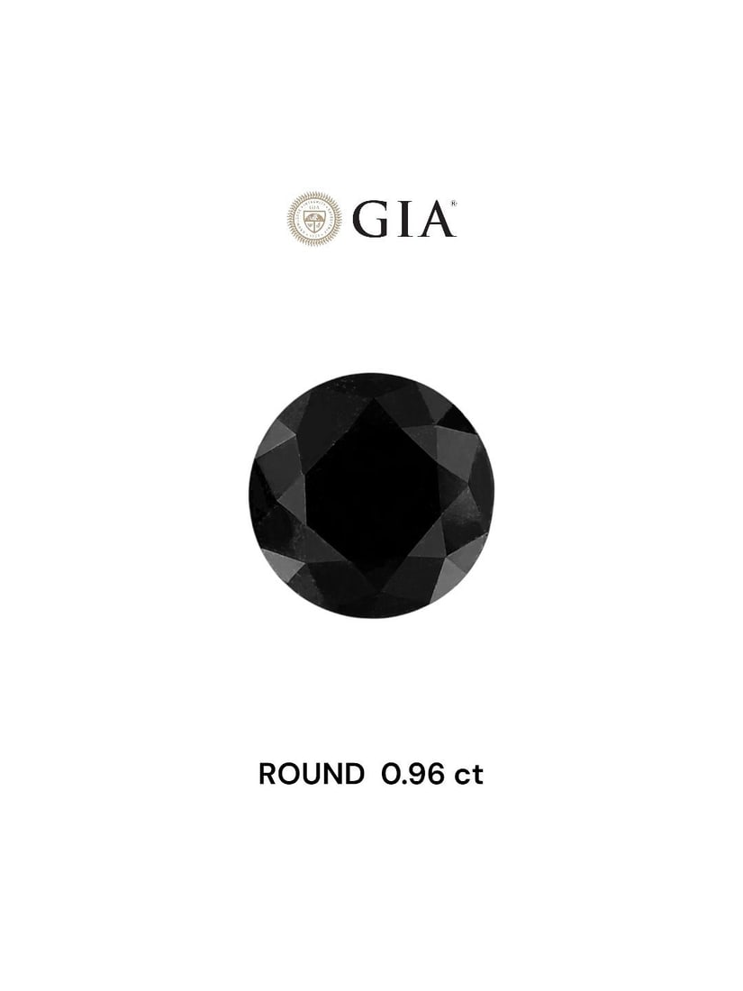 Loose Diamond - ROUND 0.96ct Fancy Black VVS2: Loose Diamond - ROUND 0.96ct Fancy Black VVS2 Source: Natural Shape: ROUND Carats: 0.96 Color: Fancy Black Certification: GIA Video: