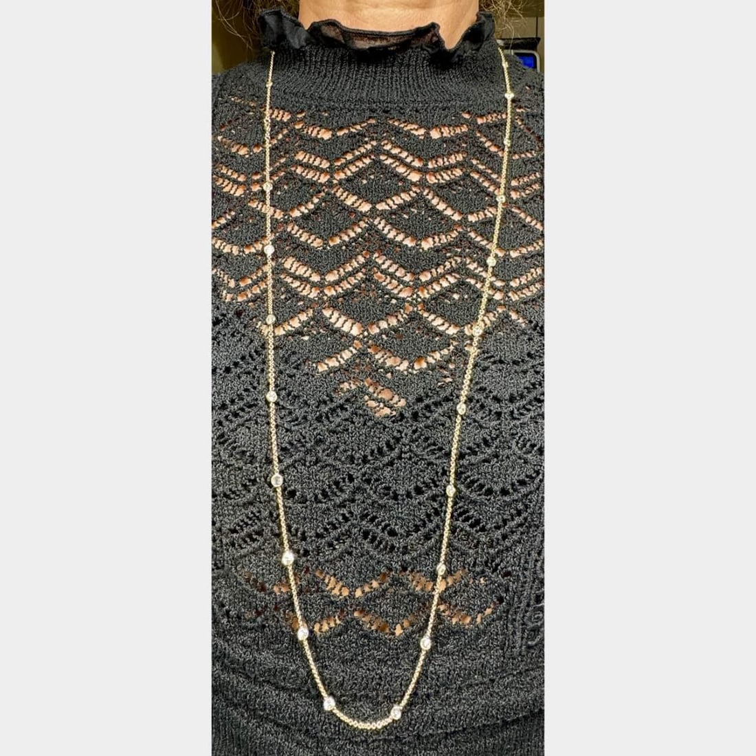 18K Rose Gold 8.25 Ct Champagne Diamond Necklace 36 Inch (1 of 3)