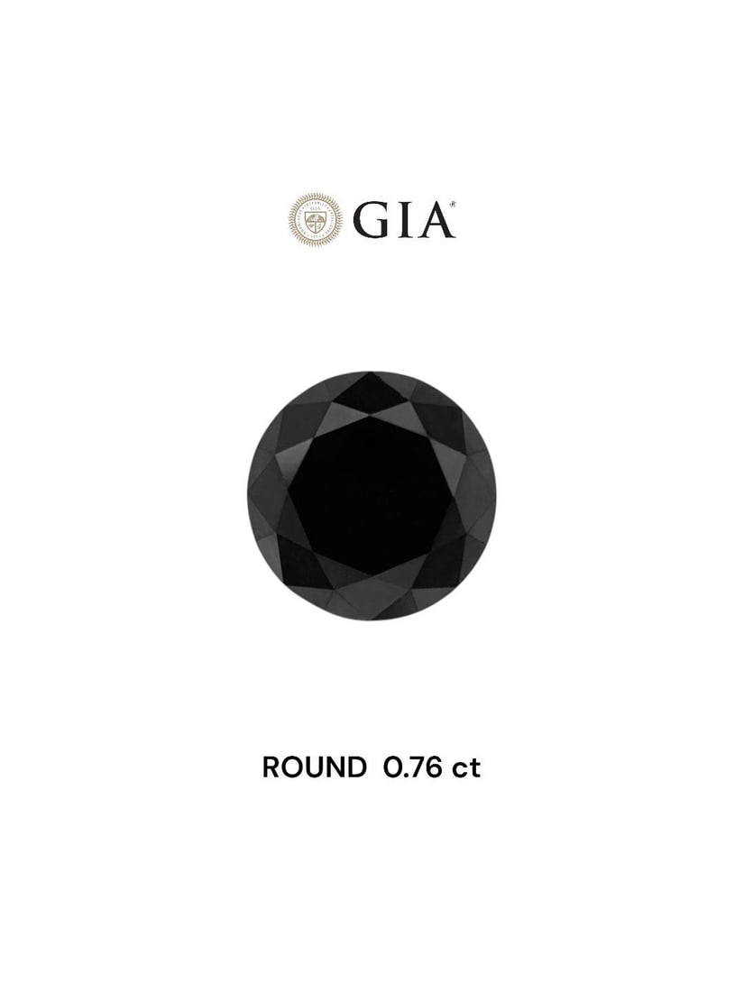 Loose Diamond - ROUND 0.76ct Fancy Black VVS2: Loose Diamond - ROUND 0.76ct Fancy Black VVS2 Source: Natural Shape: ROUND Carats: 0.76 Color: Fancy Black Certification: GIA The Diamond Depot Guarantee: All items in this auction are guaranteed to b