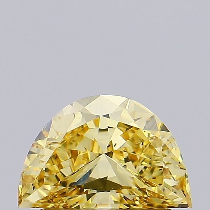 Loose Diamond - HALF MOON 0.72ct Fancy Vivid Yellow VS2: Loose Diamond - HALF MOON 0.72ct Fancy Vivid Yellow VS2 Source: This is a real non-mined Diamond that has been grown in a lab Shape: HALF MOON Carats: 0.72 Color: Fancy Vivid Yellow Certification: NON