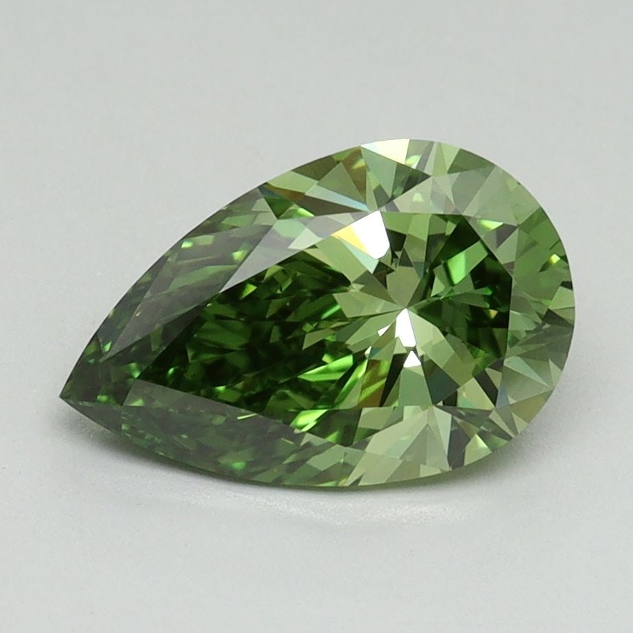 Loose Diamond - PEAR 1.58ct Fancy Vivid Green VS1: Loose Diamond - PEAR 1.58ct Fancy Vivid Green VS1 Source: This is a real non-mined Diamond that has been grown in a lab Shape: PEAR Carats: 1.58 Color: Fancy Vivid Green Certification: IGI Video: