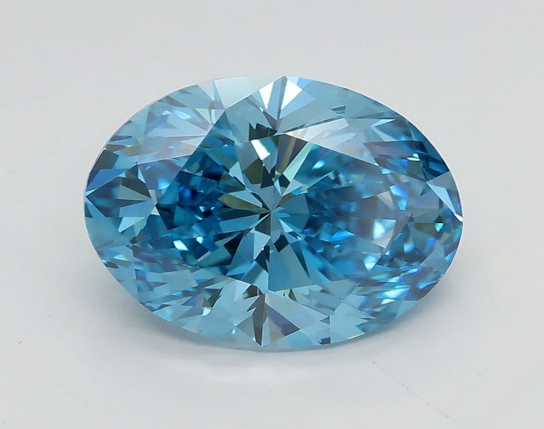 Loose Diamond - OVAL 2.7ct Fancy Vivid Blue VS1: Loose Diamond - OVAL 2.7ct Fancy Vivid Blue VS1 Source: This is a real non-mined Diamond that has been grown in a lab Shape: OVAL Carats: 2.7 Color: Fancy Vivid Blue Certification: IGI Video: