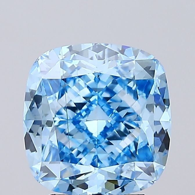 Loose Diamond - CUSHION MODIFIED 4.14ct Fancy Vivid Blue VS2: Loose Diamond - CUSHION MODIFIED 4.14ct Fancy Vivid Blue VS2 Source: This is a real non-mined Diamond that has been grown in a lab Shape: CUSHION MODIFIED Carats: 4.14 Color: Fancy Vivid Blue Certific