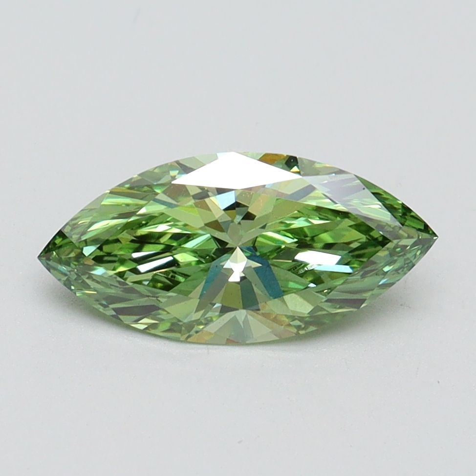 Loose Diamond - MARQUISE 1.04ct Fancy Vivid Green VS1: Loose Diamond - MARQUISE 1.04ct Fancy Vivid Green VS1 Source: This is a real non-mined Diamond that has been grown in a lab Shape: MARQUISE Carats: 1.04 Color: Fancy Vivid Green Certification: IGI Vid