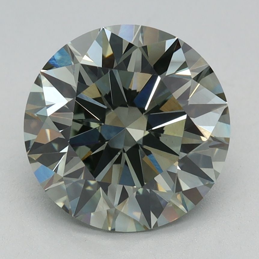 Ideal Loose Diamond - ROUND 2.02ct Fancy Green VVS2: Ideal Loose Diamond - ROUND 2.02ct Fancy Green VVS2 Source: This is a real non-mined Diamond that has been grown in a lab Shape: ROUND Carats: 2.02 Color: Fancy Green Certification: IGI Video: