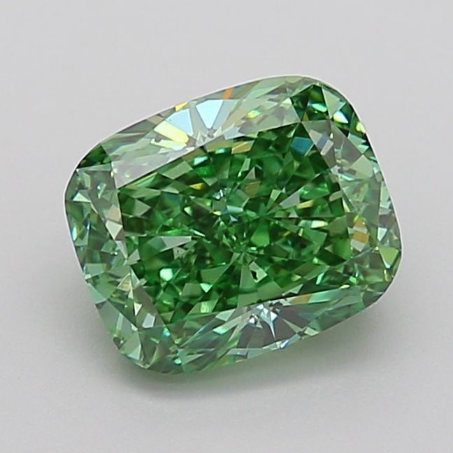 Loose Diamond - CUSHION MODIFIED 3.1ct Fancy Vivid Green VS2: Loose Diamond - CUSHION MODIFIED 3.1ct Fancy Vivid Green VS2 Source: This is a real non-mined Diamond that has been grown in a lab Shape: CUSHION MODIFIED Carats: 3.1 Color: Fancy Vivid Green Certific