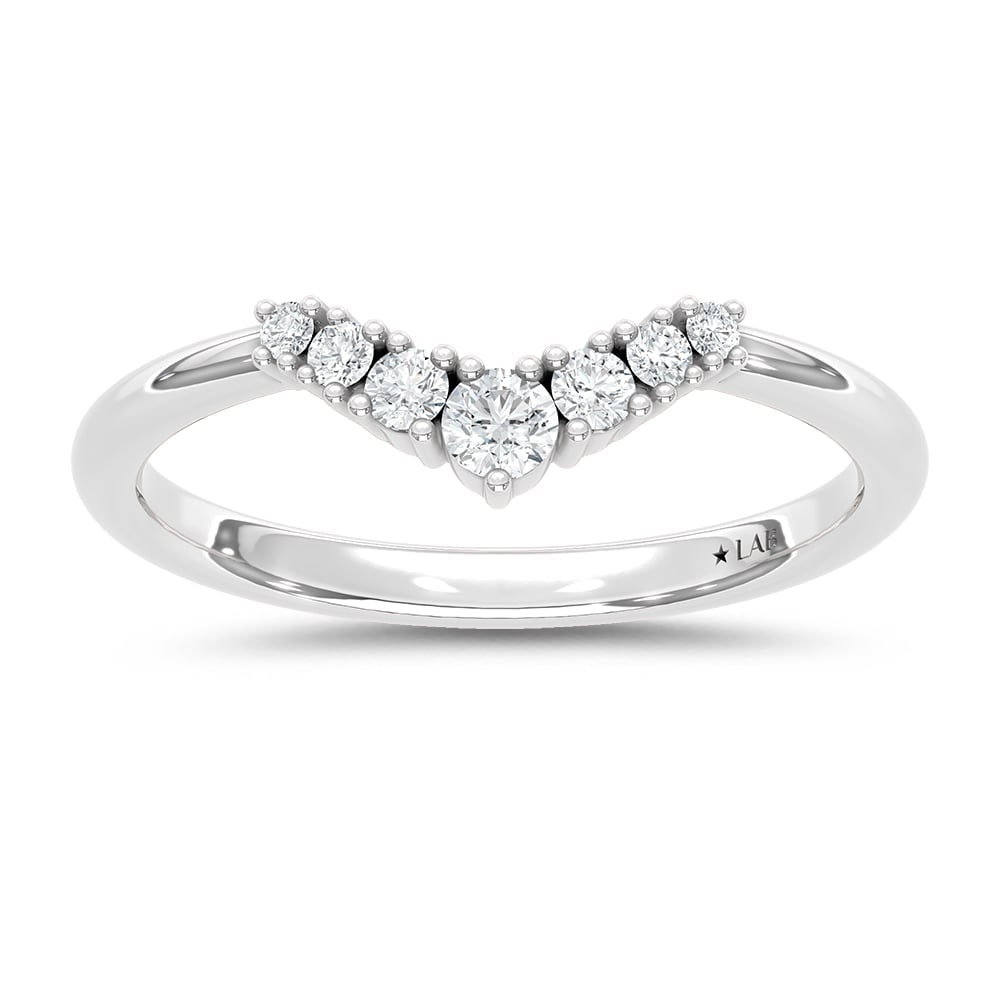 14K White Gold Lab Grown Diamond 1/6 Ct.Tw. Chevron Band: 14K White Gold Lab Grown Diamond 1/6 Ct.Tw. Chevron Band 14k White Gold Stone Color: D-f Stone Clarity: Vs This item may take 2-5 weeks for shipping. The Diamond Depot Guarantee: All items in this auc