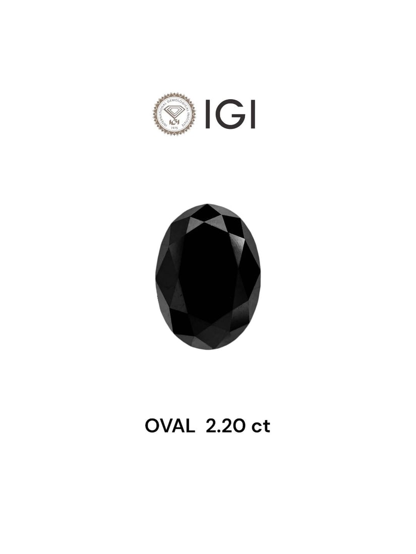 Loose Diamond - OVAL 2.2ct Black: Loose Diamond - OVAL 2.2ct Black Source: Natural Shape: OVAL Carats: 2.2 Color: Black Certification: IGI Video: