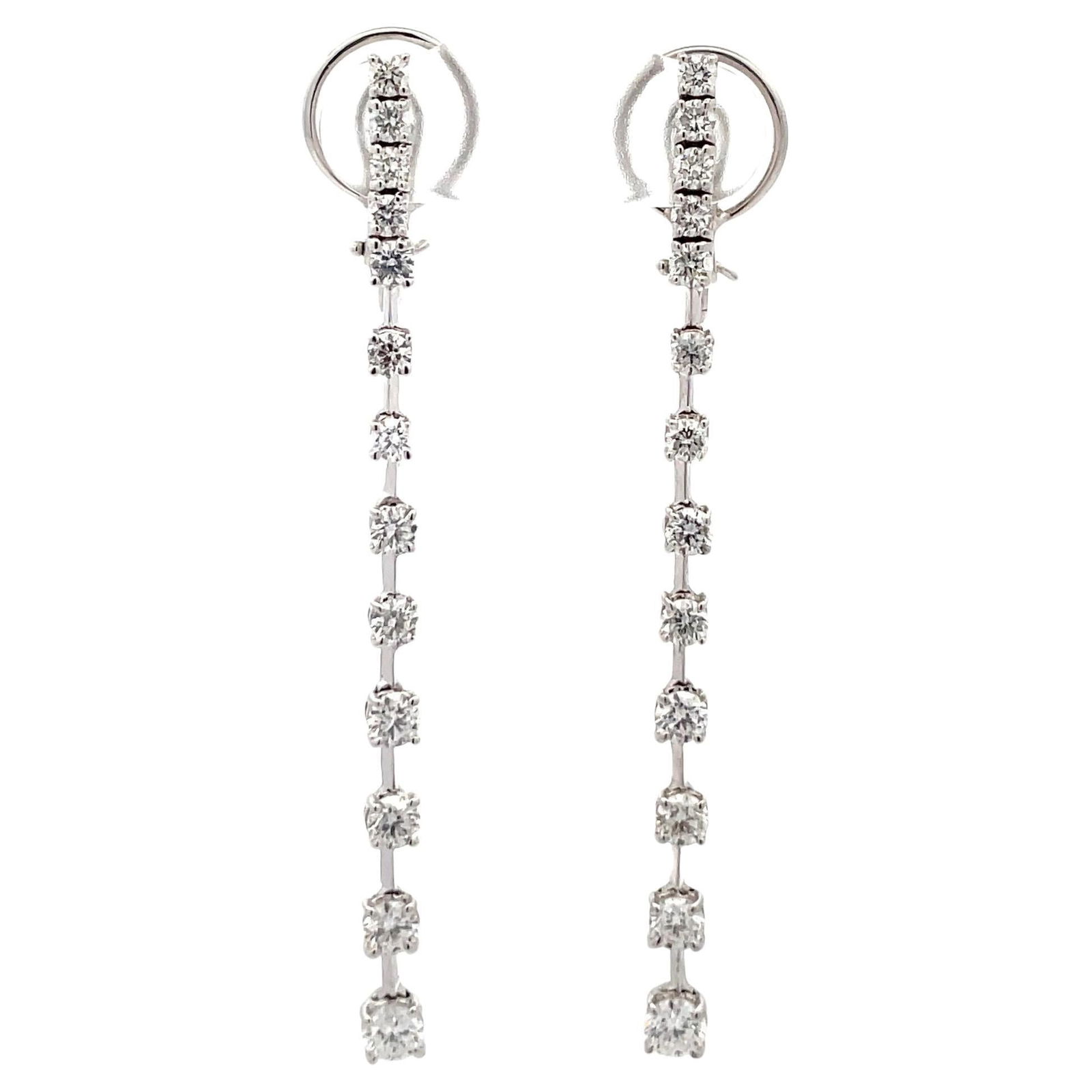 Harbor Diamonds 2.11 Carat Diamond Bar Dangle Earrings in 18K White Gold (1 of 8)