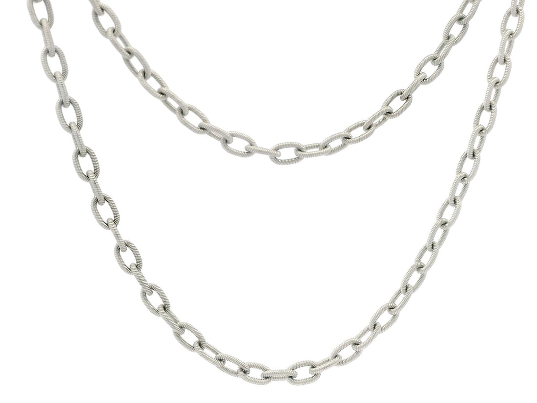 Italian 18k White Gold 18 Matte Twisted Wire Cable Link Necklace (1 of 5)